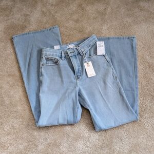 Good American Blue Flare Wide Leg Jeans